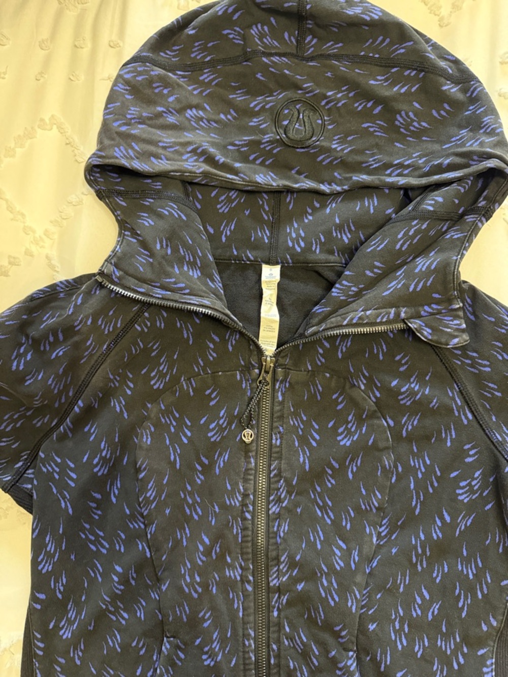 lululemon athletica Black Zip Hoodie with Blue Print